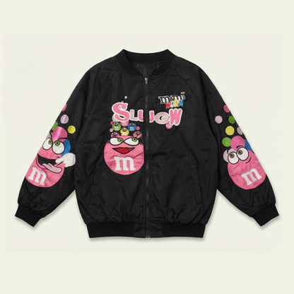 *THRIFTED* M&M's racing-style bomber jacket